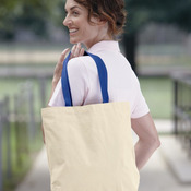 Gusseted 10 Ounce Natural Tote with Colored Handle